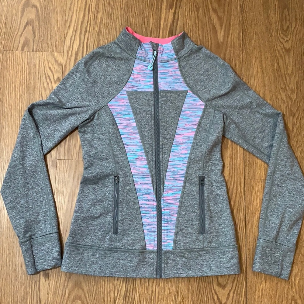 Ivivva by Lululemon Athletica Full Zip Sweater, Gray Blue & Pink, Size: 14